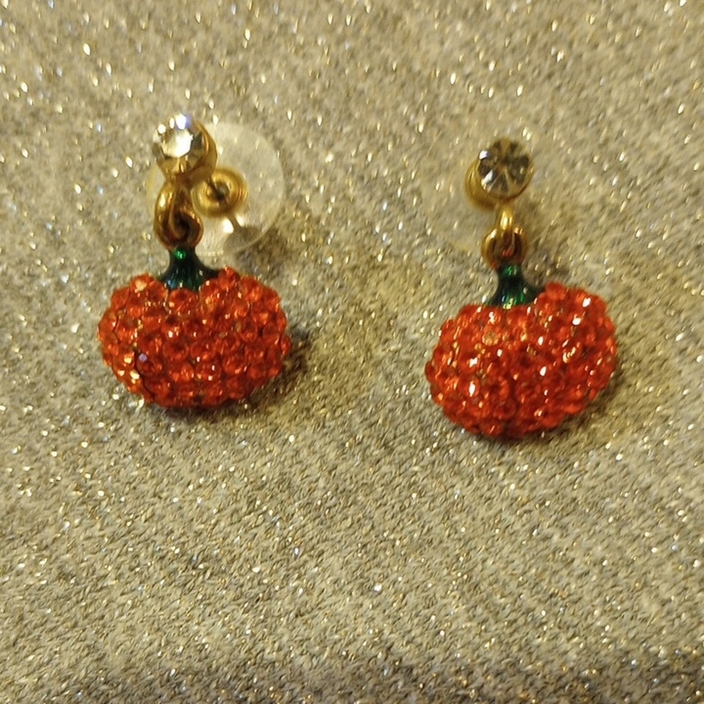 Elegant Red Crystal Pumpkin Earrings